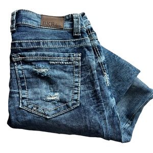 BKE Women's Skinny Jeans - Distressed Blue